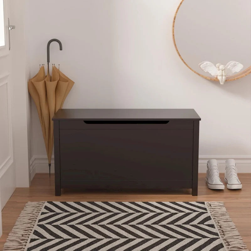 Kinder-Holzspielzeugkiste mit Sicherheits-Scharnierdeckel für Kinder ab 3 Jahren