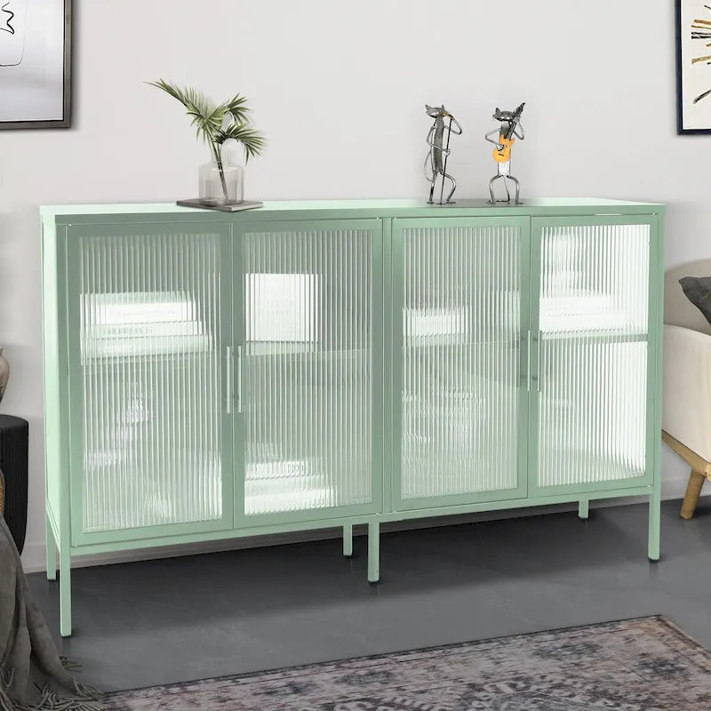 Metall-Vitrine mit ESG-Sicherheitsglas und verstellbarem Einlegeboden