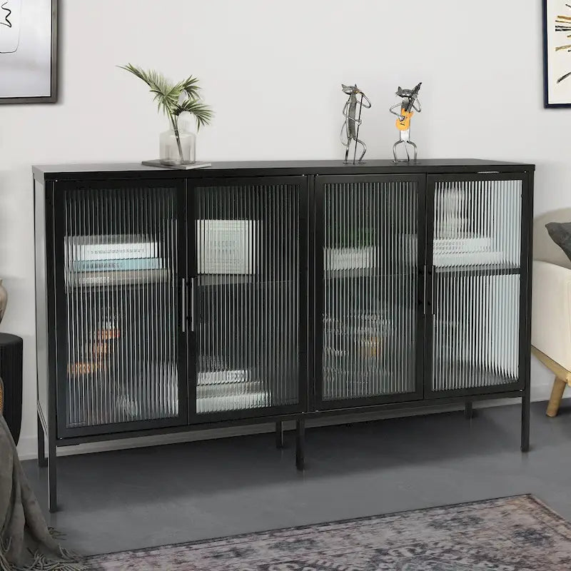 Metall-Vitrine mit ESG-Sicherheitsglas und verstellbarem Einlegeboden