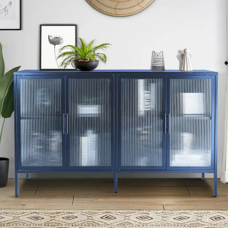 Metall-Vitrine mit ESG-Sicherheitsglas und verstellbarem Einlegeboden