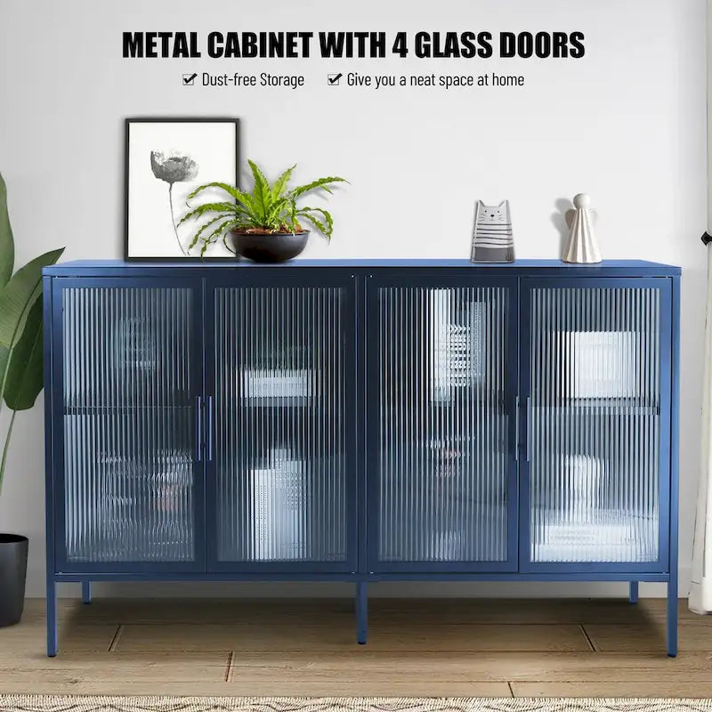 Metall-Vitrine mit ESG-Sicherheitsglas und verstellbarem Einlegeboden