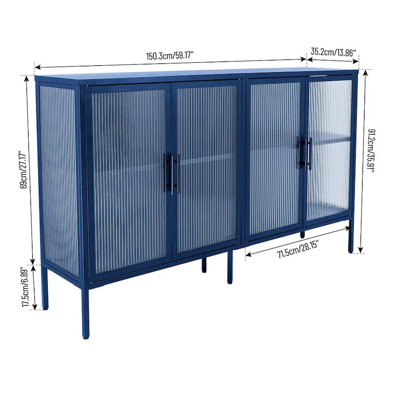 Metall-Vitrine mit ESG-Sicherheitsglas und verstellbarem Einlegeboden
