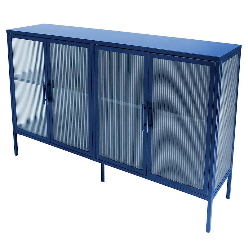 Metall-Vitrine mit ESG-Sicherheitsglas und verstellbarem Einlegeboden