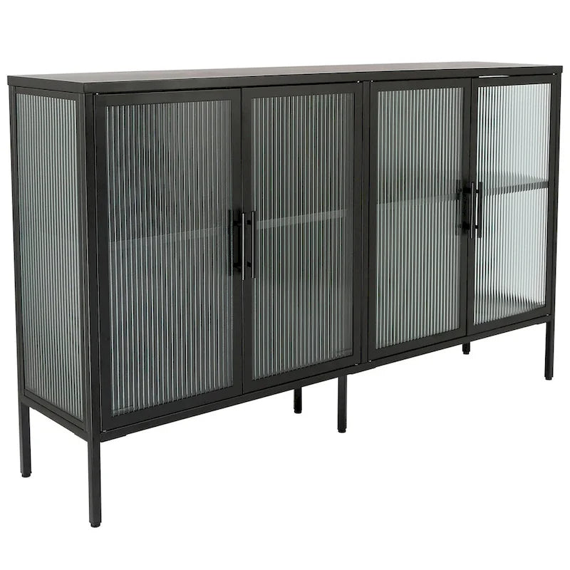 Metall-Vitrine mit ESG-Sicherheitsglas und verstellbarem Einlegeboden