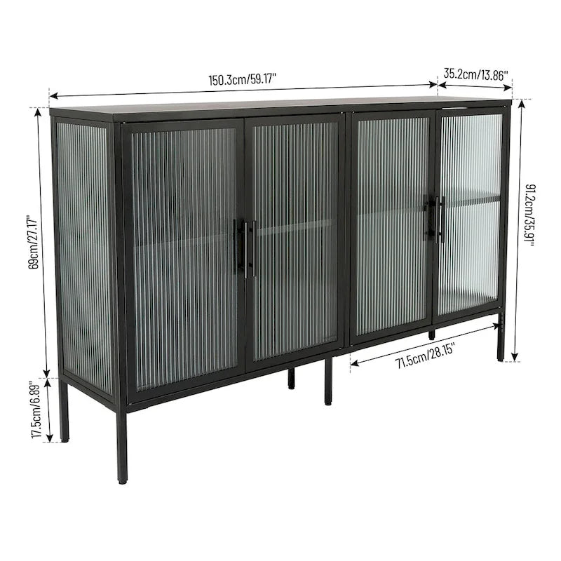 Metall-Vitrine mit ESG-Sicherheitsglas und verstellbarem Einlegeboden