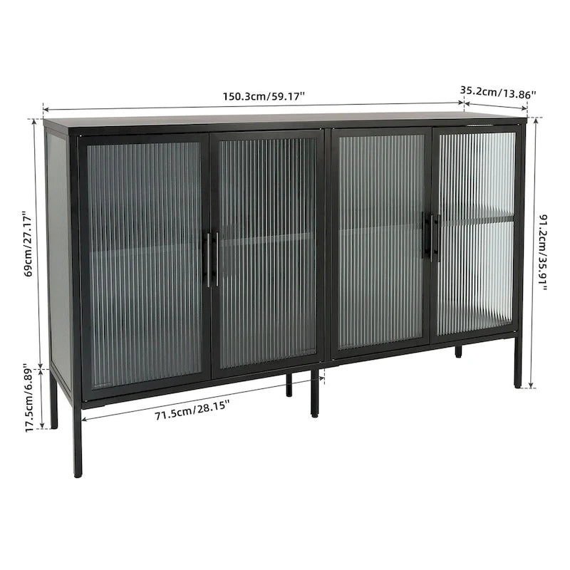 Metall-Vitrine mit ESG-Sicherheitsglas und verstellbarem Einlegeboden
