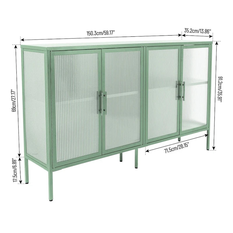 Metall-Vitrine mit ESG-Sicherheitsglas und verstellbarem Einlegeboden