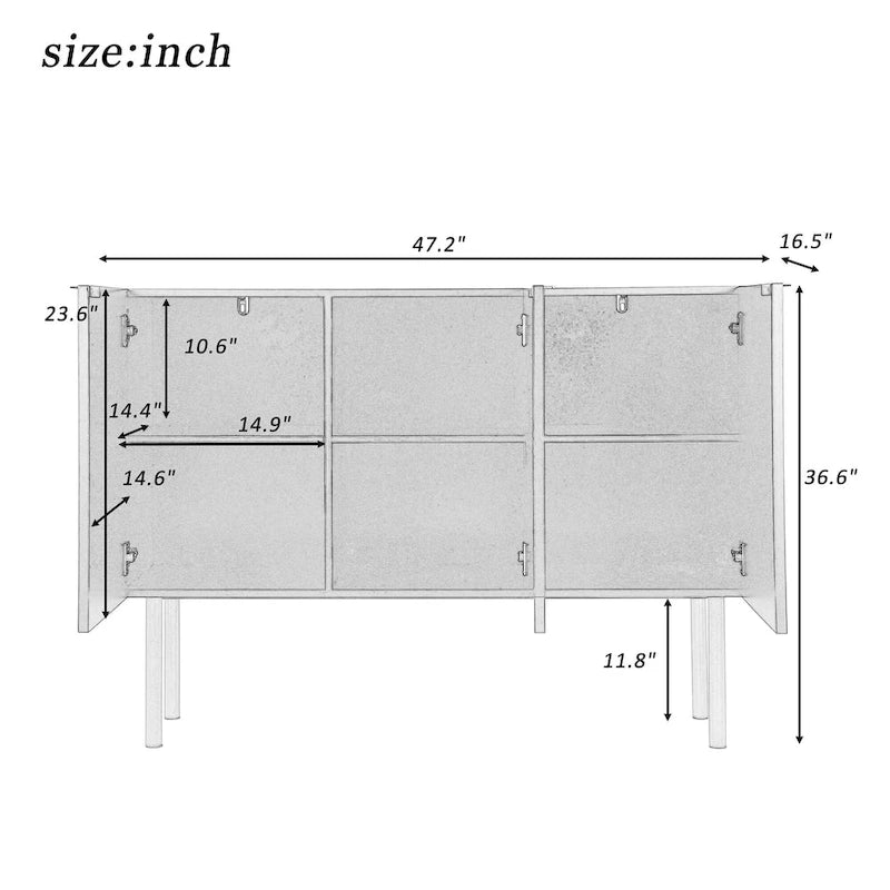 47 Wildeiche 3-türiges Sideboard