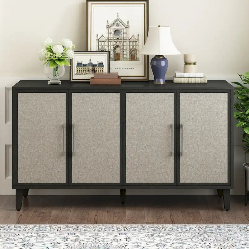 Light Luxury Style Cabinet with Four Linen Cabinet Doors,Suitable for Living Room,Study Room,Entrance