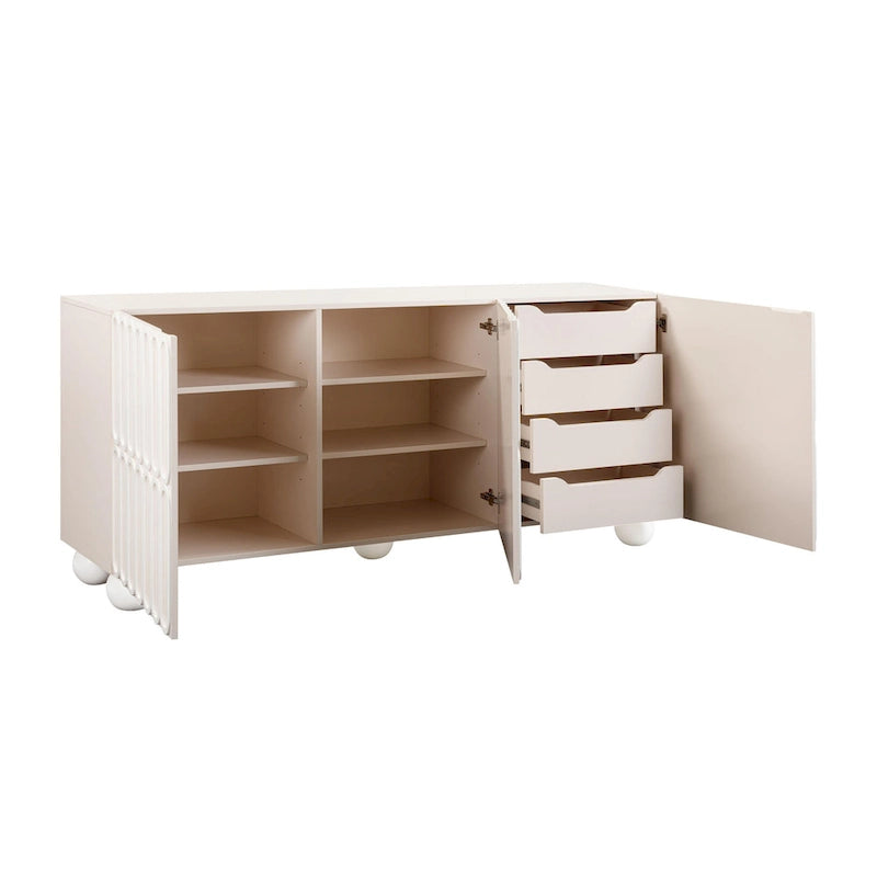 Taupefarbenes Sideboard mit 4 Schubladen und Soft-Close-Türen