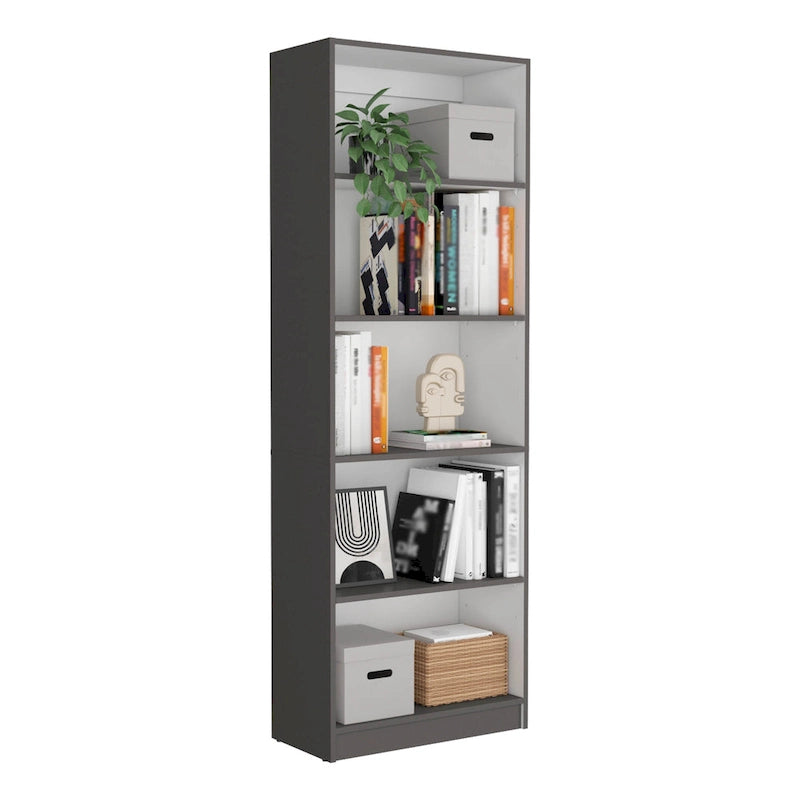 74" breites Bücherregal- und Schranksystem mit 5 Ablagen, 3er-Set