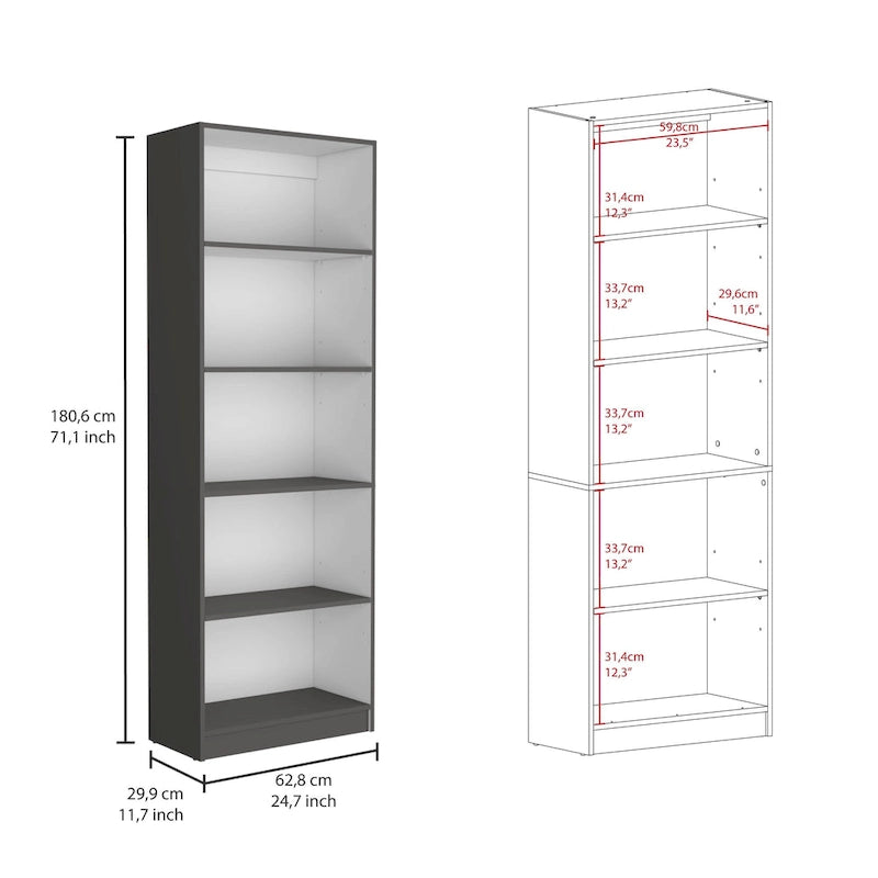 74" breites Bücherregal- und Schranksystem mit 5 Ablagen, 3er-Set