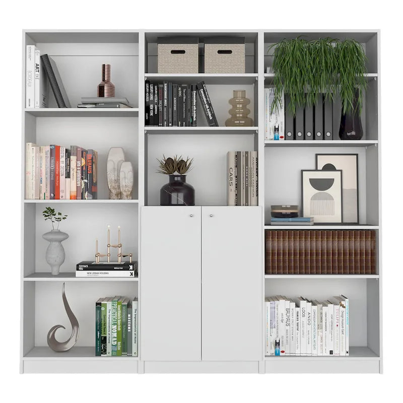 74" breites Bücherregal- und Schranksystem mit 5 Ablagen, 3er-Set