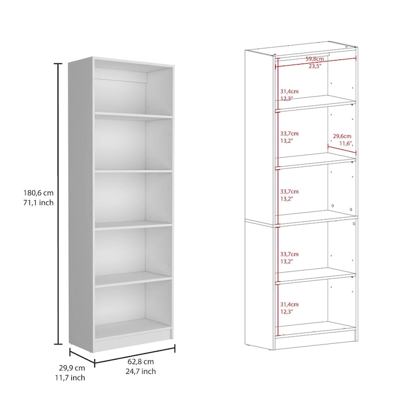 74" breites Bücherregal- und Schranksystem mit 5 Ablagen, 3er-Set
