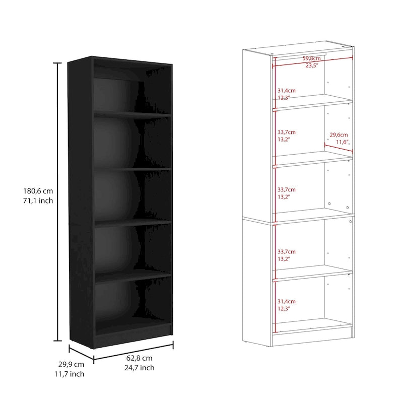 74" breites Bücherregal- und Schranksystem mit 5 Ablagen, 3er-Set