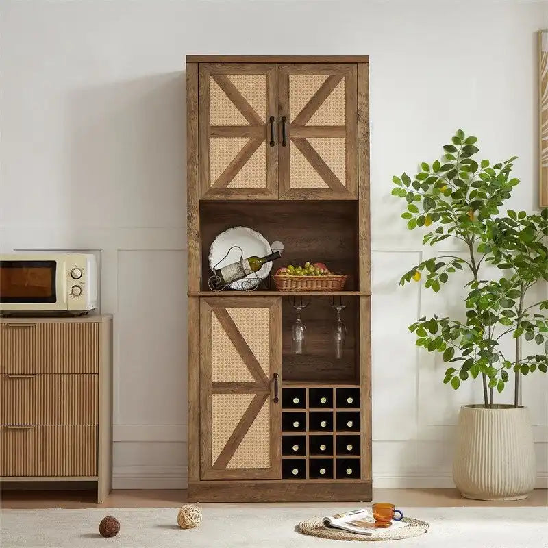 76" hoher Weinschrank mit quadratischen Fächern
