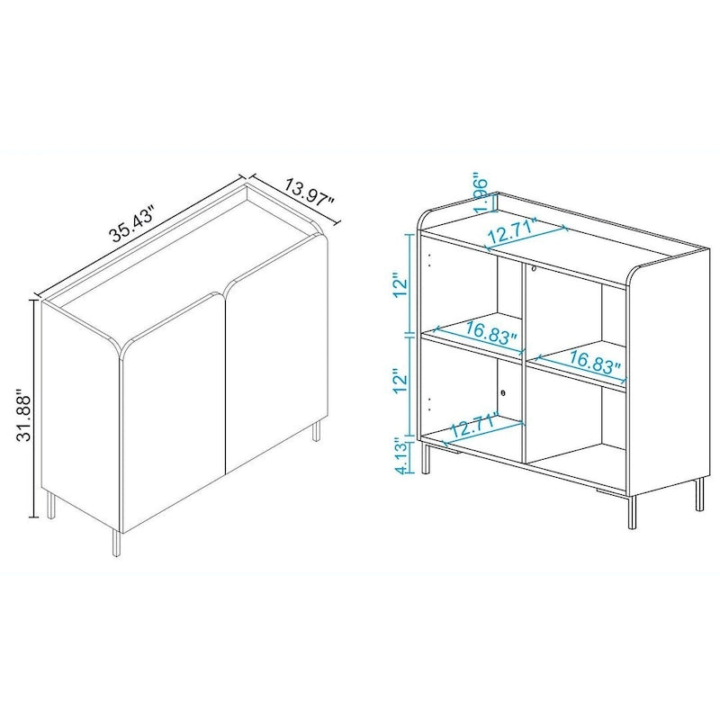 Mid-Century Modern Akzentschrank mit Soft-Close-Türen