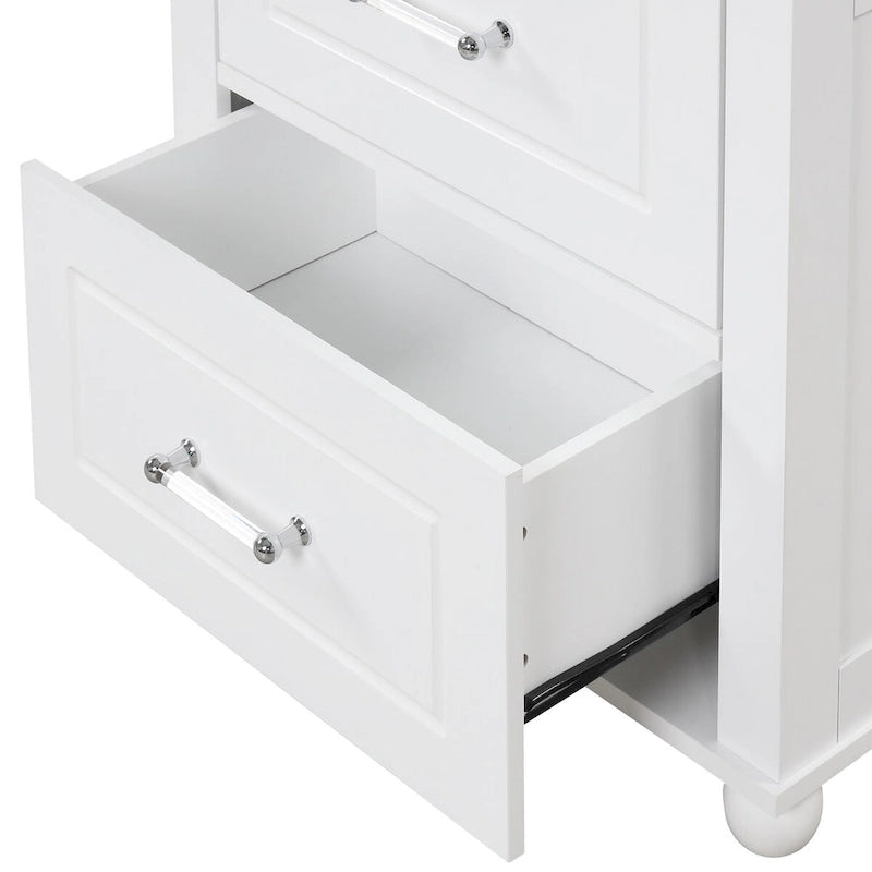 Freistehender Vorratsschrank mit zwei Schubladen und verstellbarem Einlegeboden