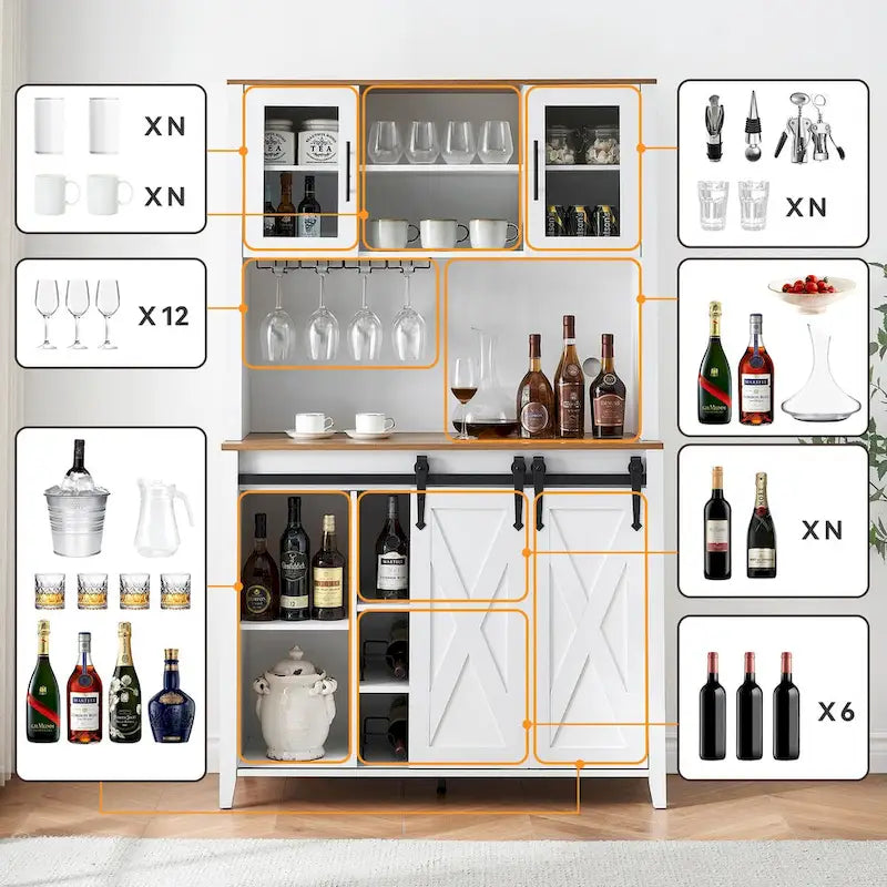 Weinregal im Landhausstil mit Schiebetür im Scheunentor-Stil