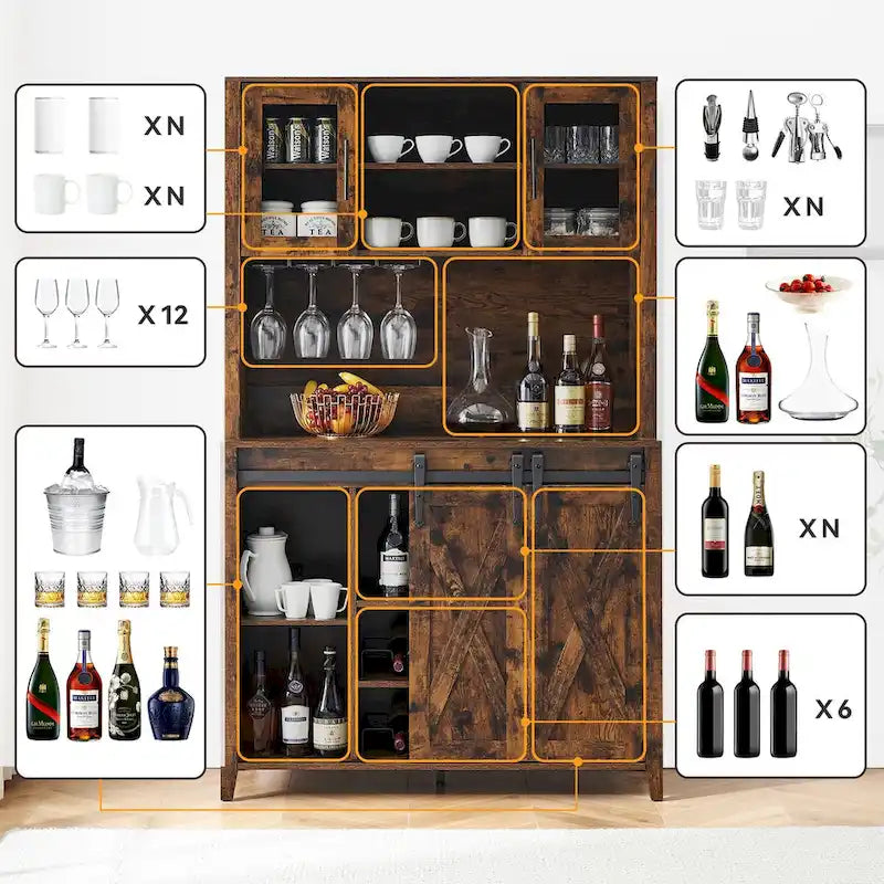 Weinregal im Landhausstil mit Schiebetür im Scheunentor-Stil