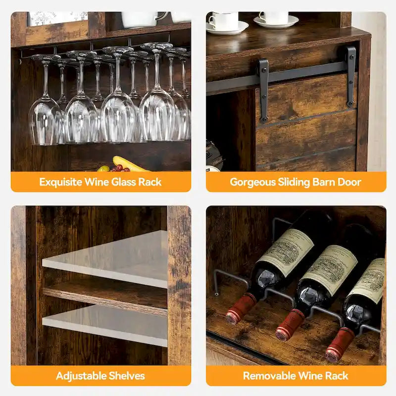 Weinregal im Landhausstil mit Schiebetür im Scheunentor-Stil