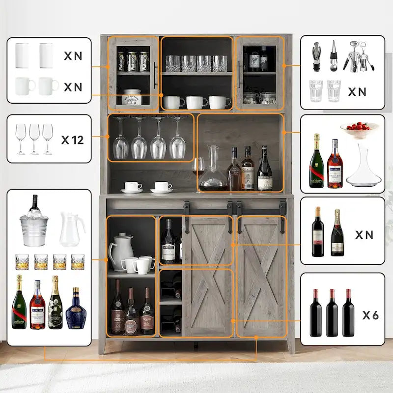 Weinregal im Landhausstil mit Schiebetür im Scheunentor-Stil