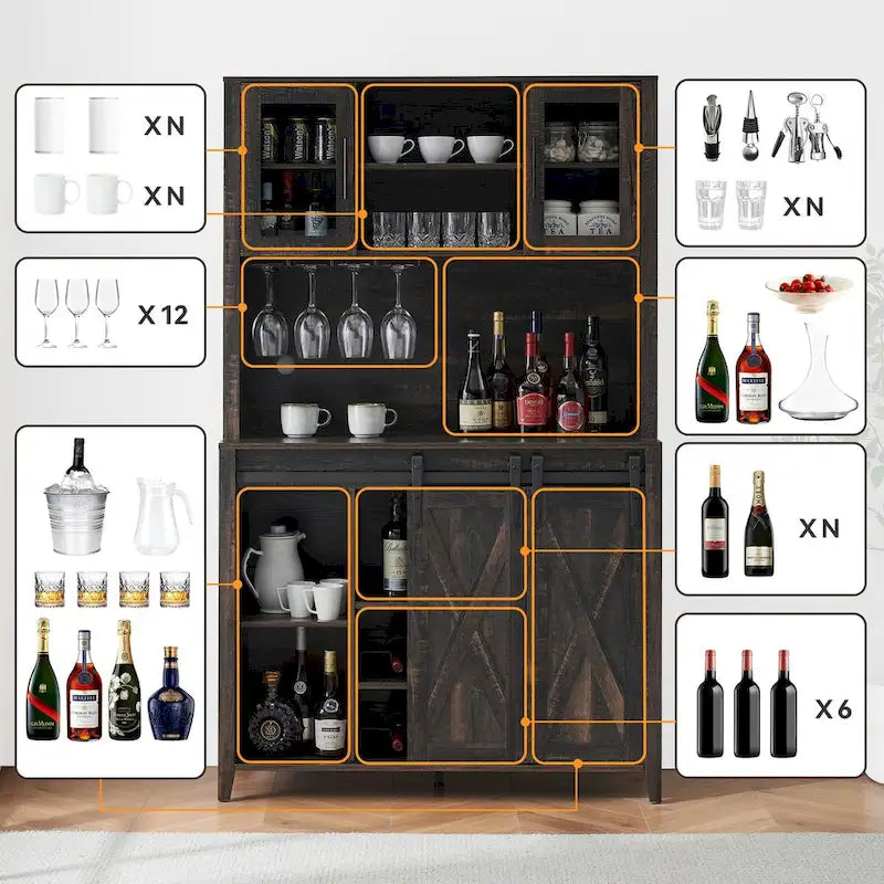Weinregal im Landhausstil mit Schiebetür im Scheunentor-Stil