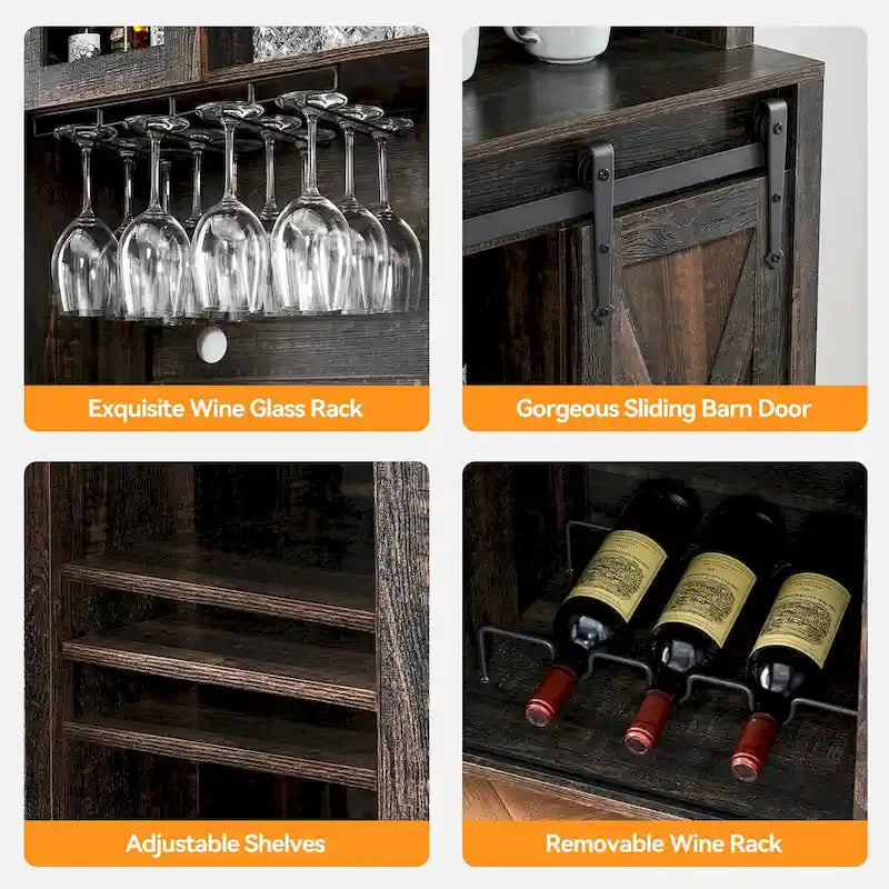 Weinregal im Landhausstil mit Schiebetür im Scheunentor-Stil