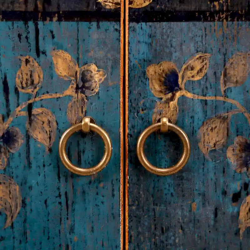 Blumenschrank – Antikes Indigo mit zwei Schubladen