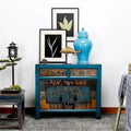Blumenschrank – Antikes Indigo mit zwei Schubladen