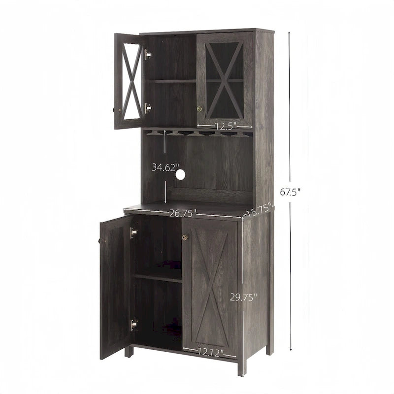 Barschrank mit Weinregal & Glastür