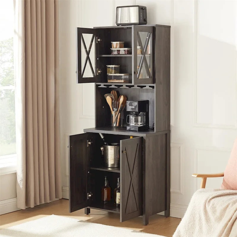 Barschrank mit Weinregal & Glastür