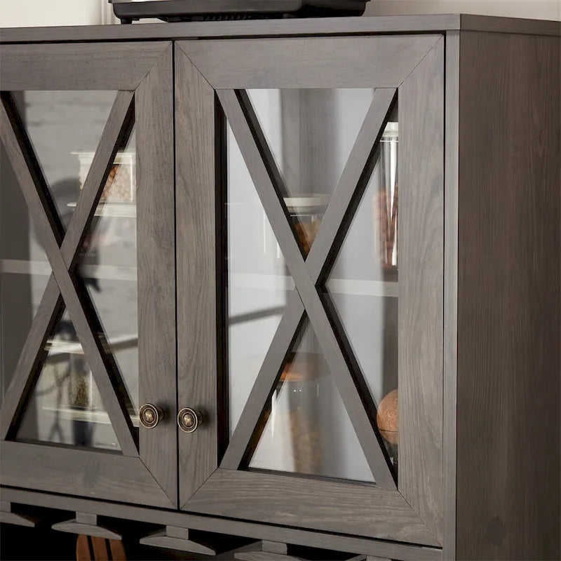 Barschrank mit Weinregal & Glastür