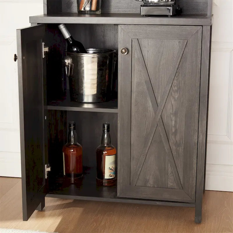 Barschrank mit Weinregal & Glastür