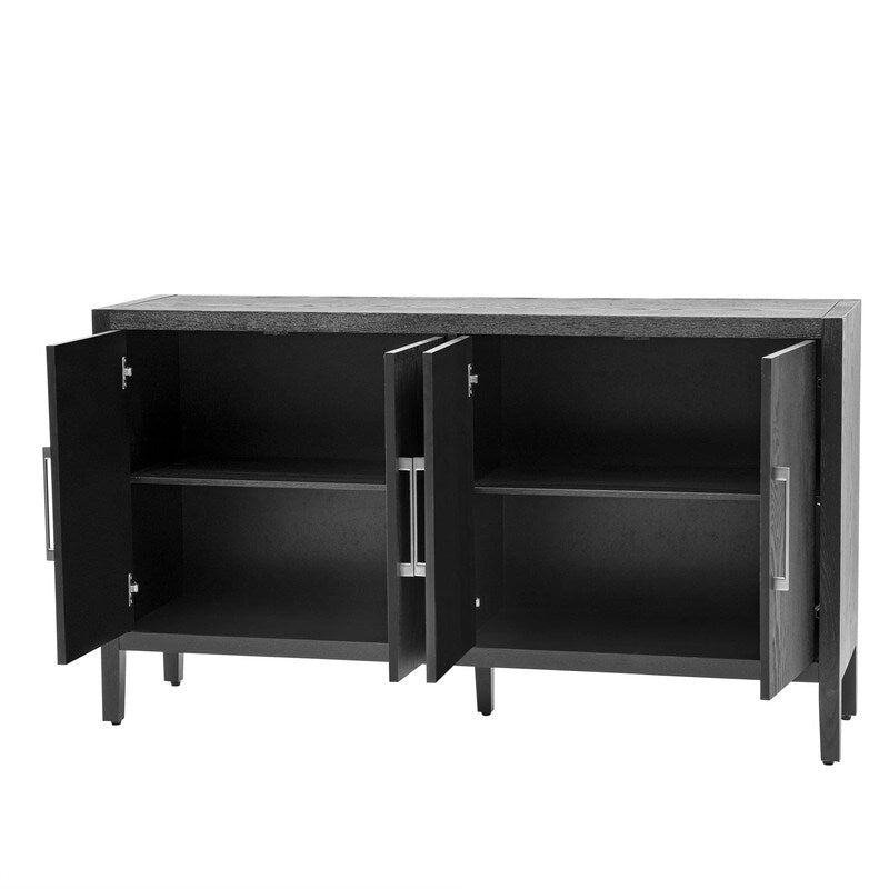 Vintage Holz-Sideboard mit 4 Metallgriffen