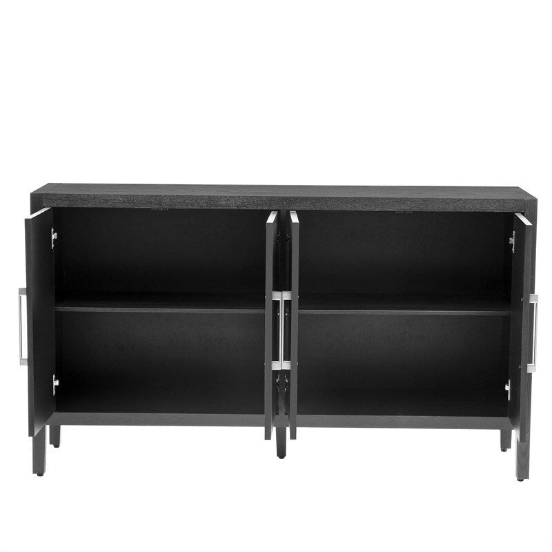Vintage Holz-Sideboard mit 4 Metallgriffen