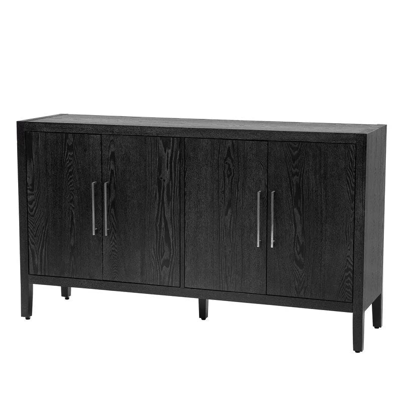 Vintage Holz-Sideboard mit 4 Metallgriffen