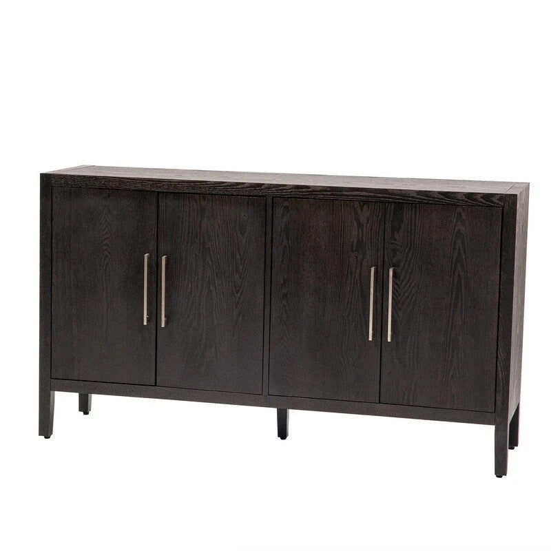 Vintage Holz-Sideboard mit 4 Metallgriffen