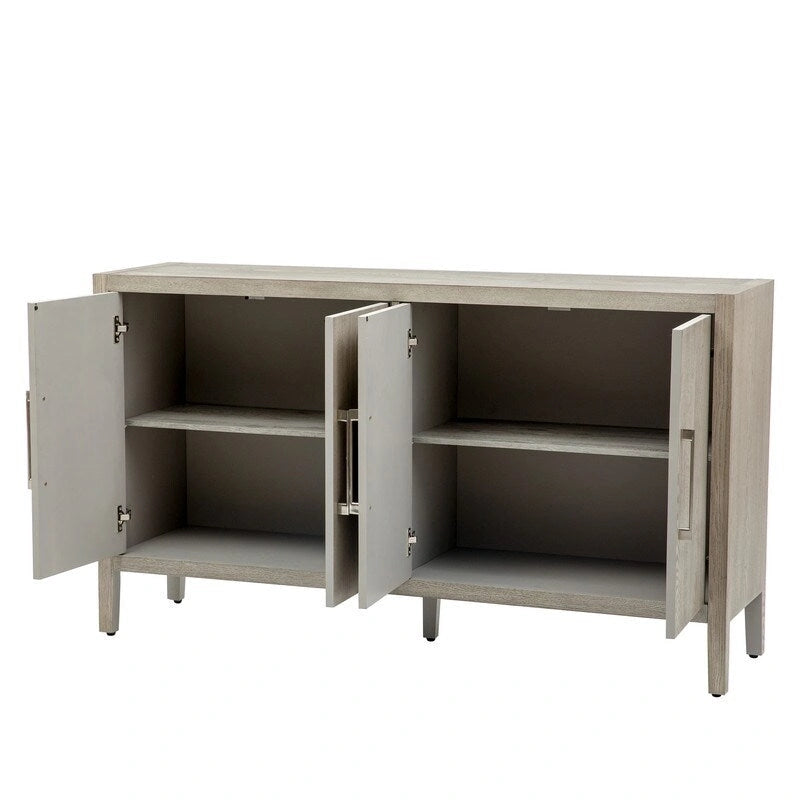 Vintage Holz-Sideboard mit 4 Metallgriffen