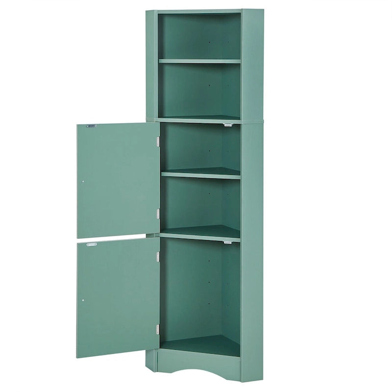 Hoher Badezimmer-Eckschrank – Grün
