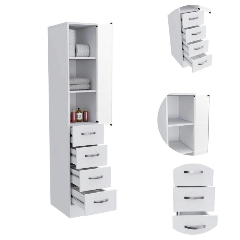 Wäscheleinen-Schrank mit Glastür, 3 Ablagen und 3 Schubladen