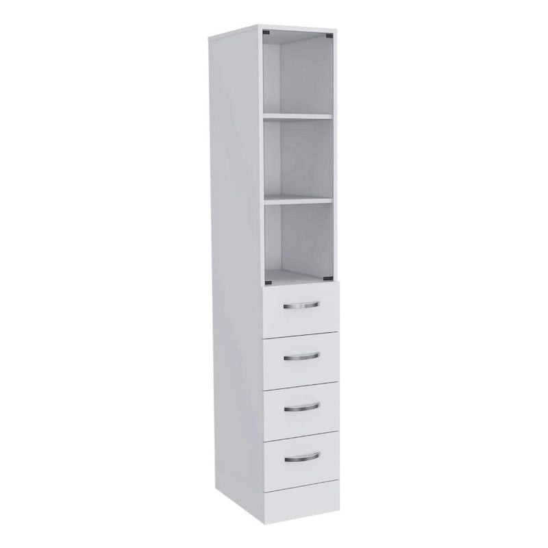 Wäscheleinen-Schrank mit Glastür, 3 Ablagen und 3 Schubladen