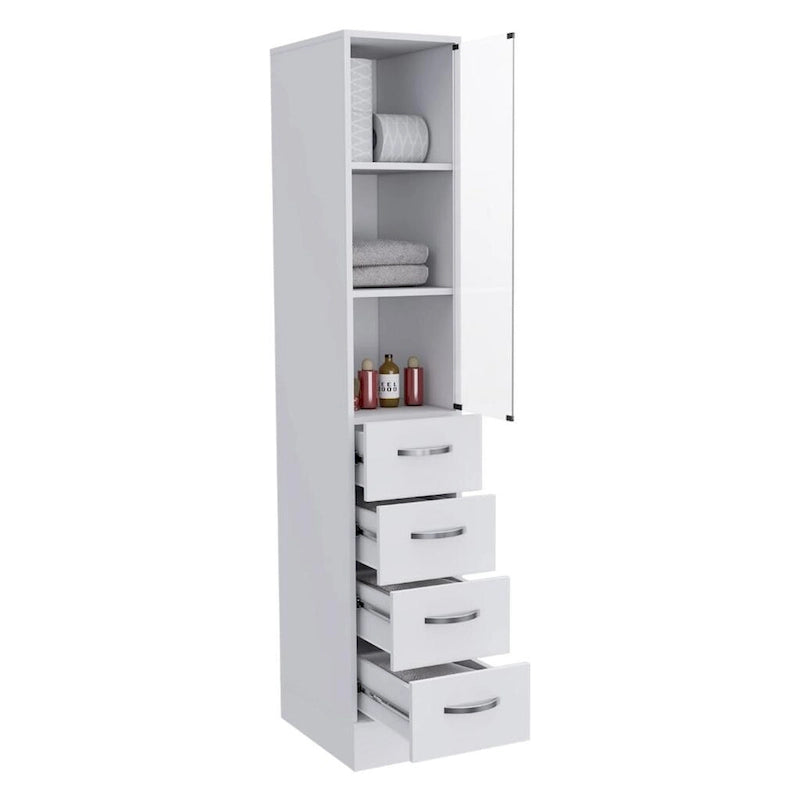 Wäscheleinen-Schrank mit Glastür, 3 Ablagen und 3 Schubladen