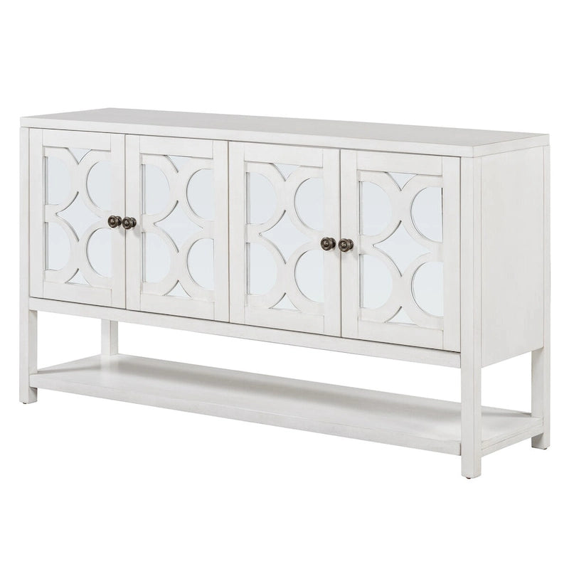 Retro-Konsolen-Sideboard mit Spiegeltüren und Akazienholzbeinen