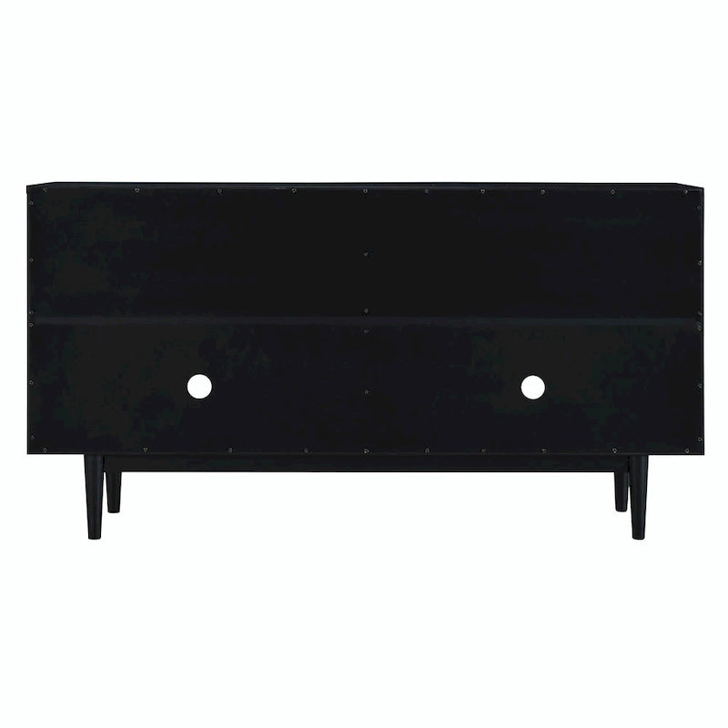 Modernes 4-türiges Sideboard mit gewölbten Türen und silbernen Griffen