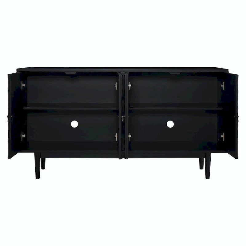 Modernes 4-türiges Sideboard mit gewölbten Türen und silbernen Griffen