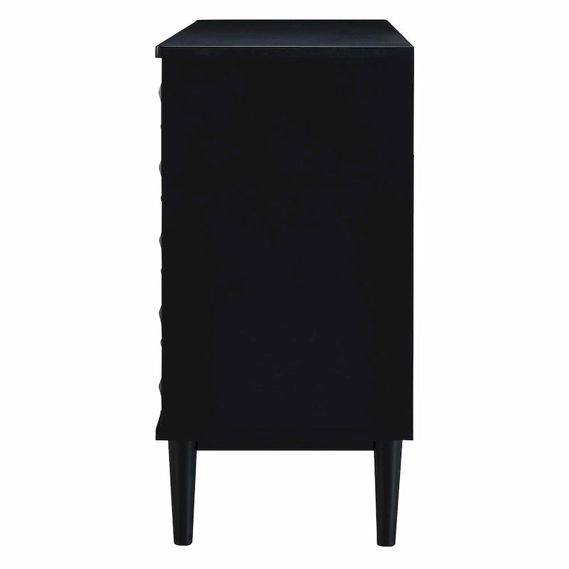 Modernes 4-türiges Sideboard mit gewölbten Türen und silbernen Griffen