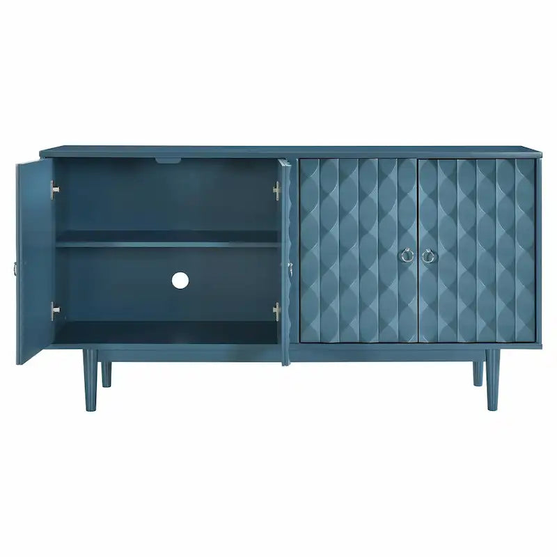 Modernes 4-türiges Sideboard mit gewölbten Türen und silbernen Griffen