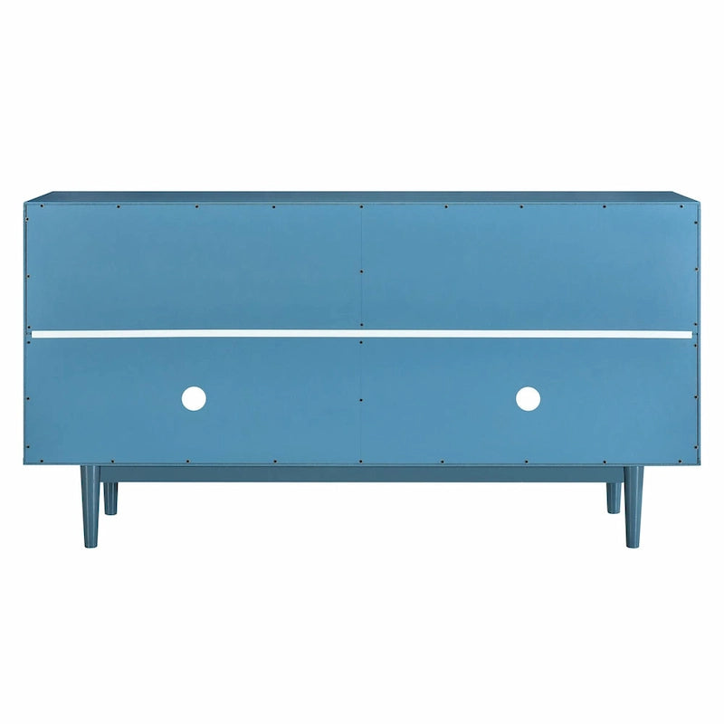 Modernes 4-türiges Sideboard mit gewölbten Türen und silbernen Griffen