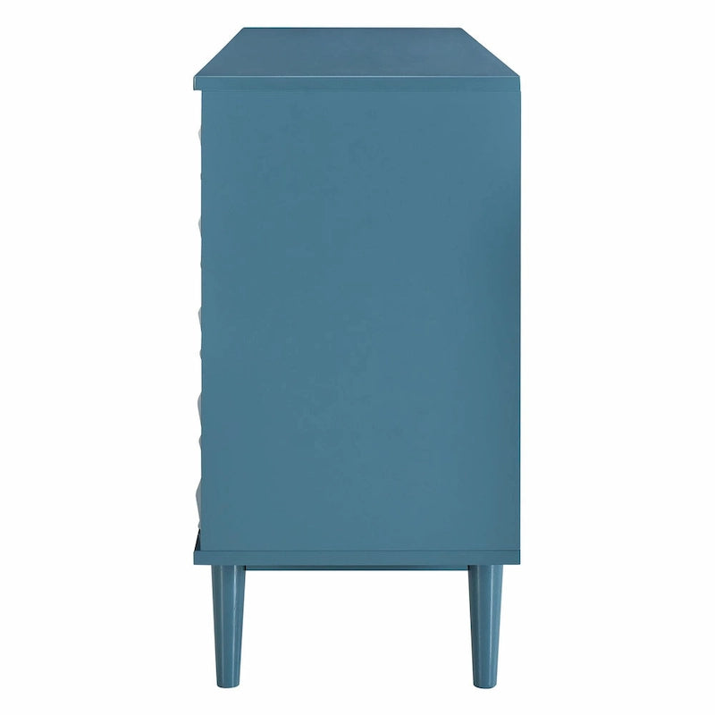 Modernes 4-türiges Sideboard mit gewölbten Türen und silbernen Griffen